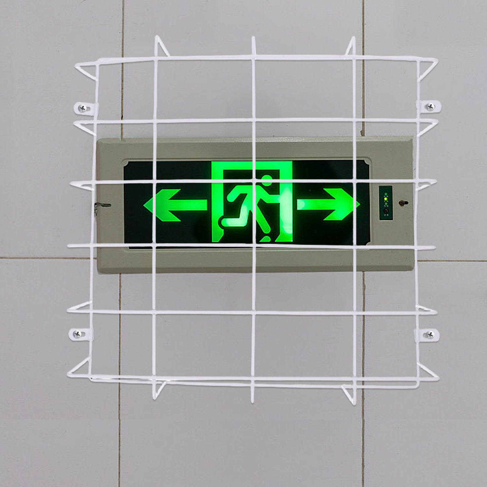 Emergency Exit Sign - Jaula de malla de acero montada
